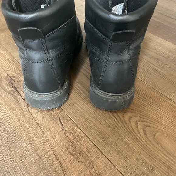 Men's Black Leather Lace-Up Work Boots - Picture 4 of 4